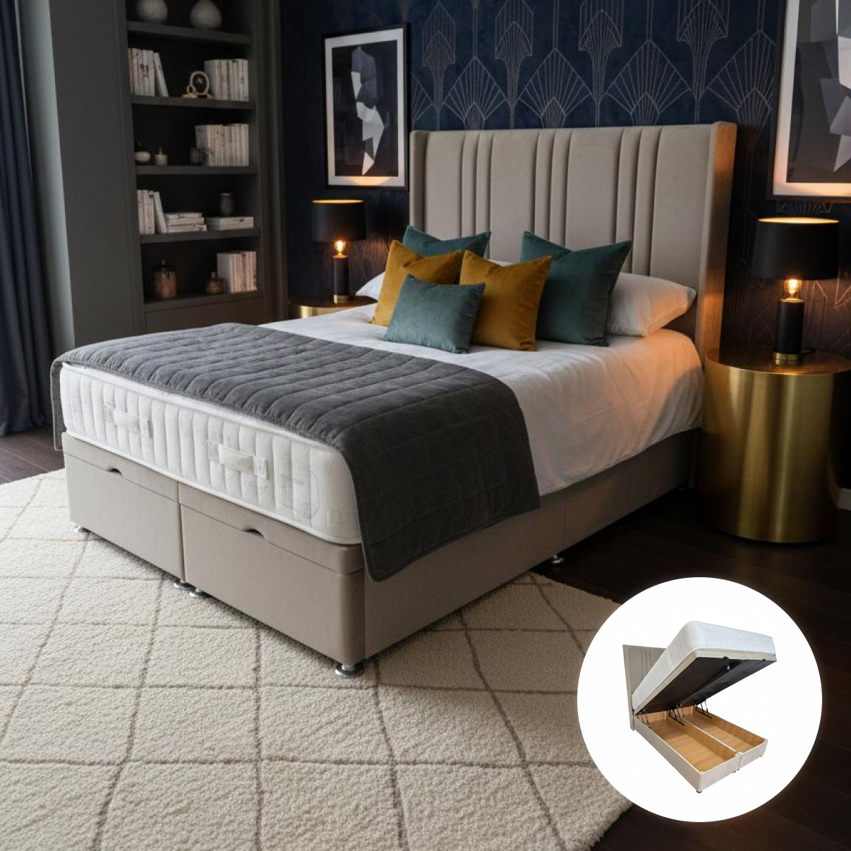 Lino Wing Storage Ottoman Divan Bed