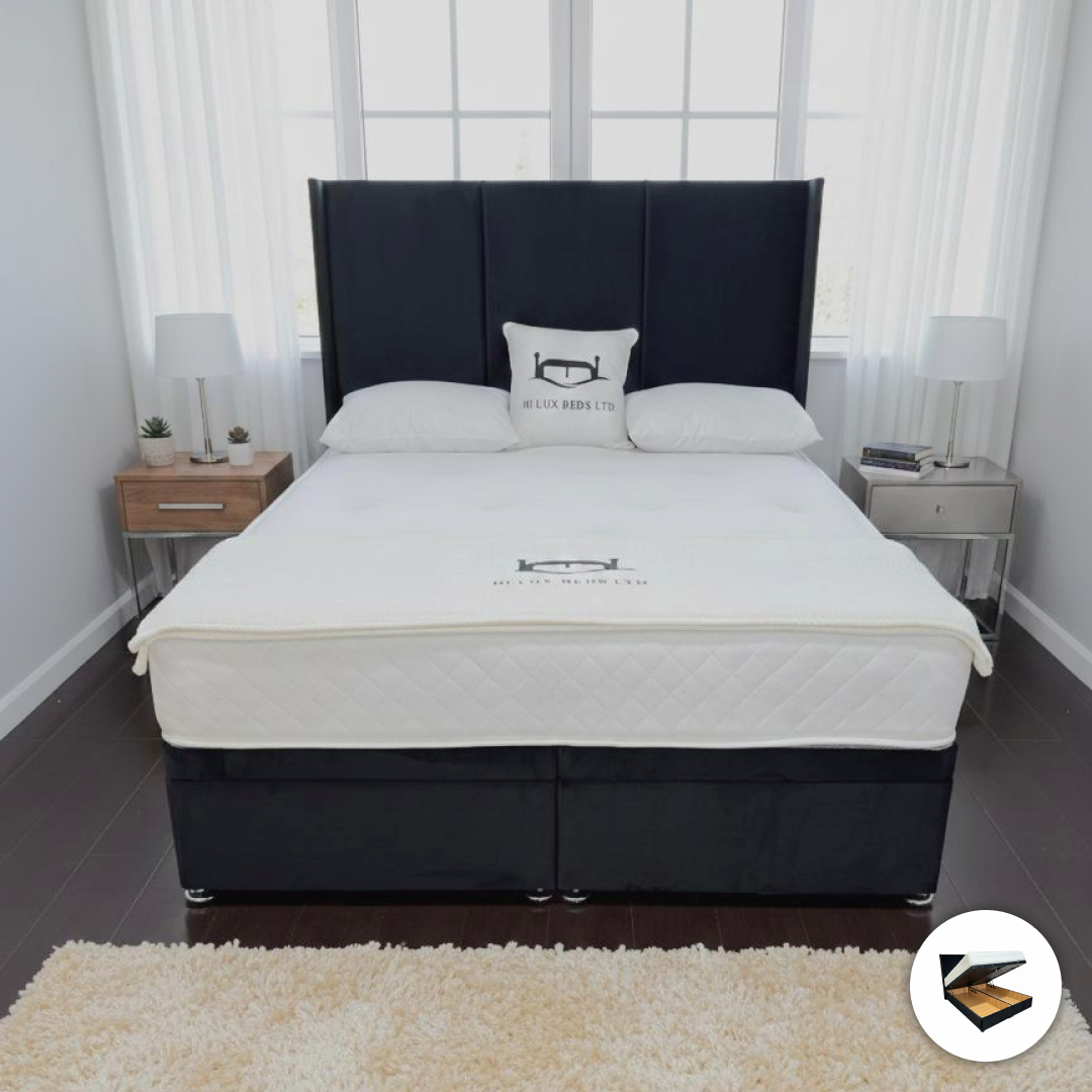 Luka Lined Down Storage Ottoman Divan Bed