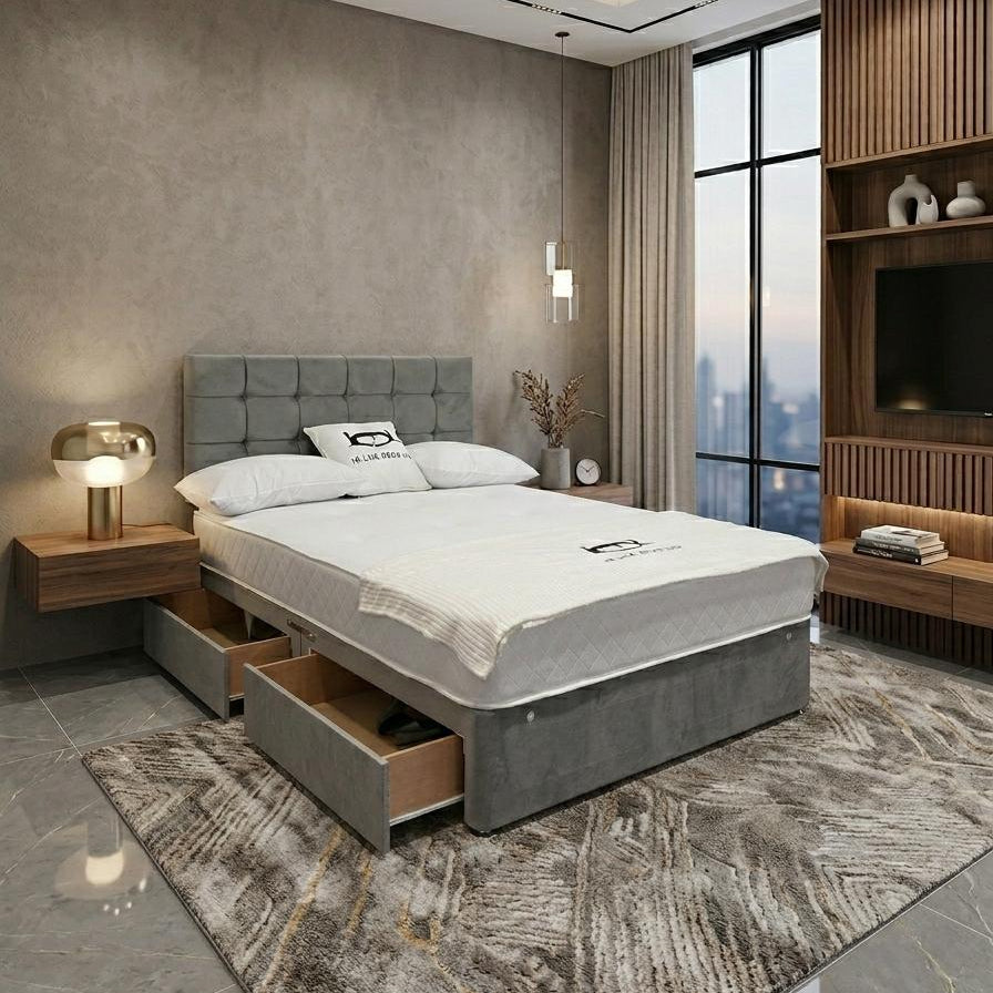 Ice Cube Divan Bed with 20" Headboard