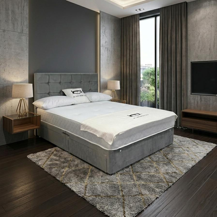 Ice Cube Divan Bed with 20" Headboard