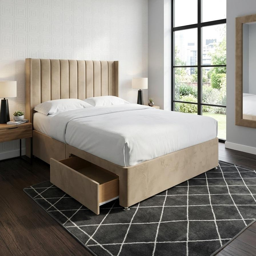 Modern bedroom with a bed, nightstands, and a rug.