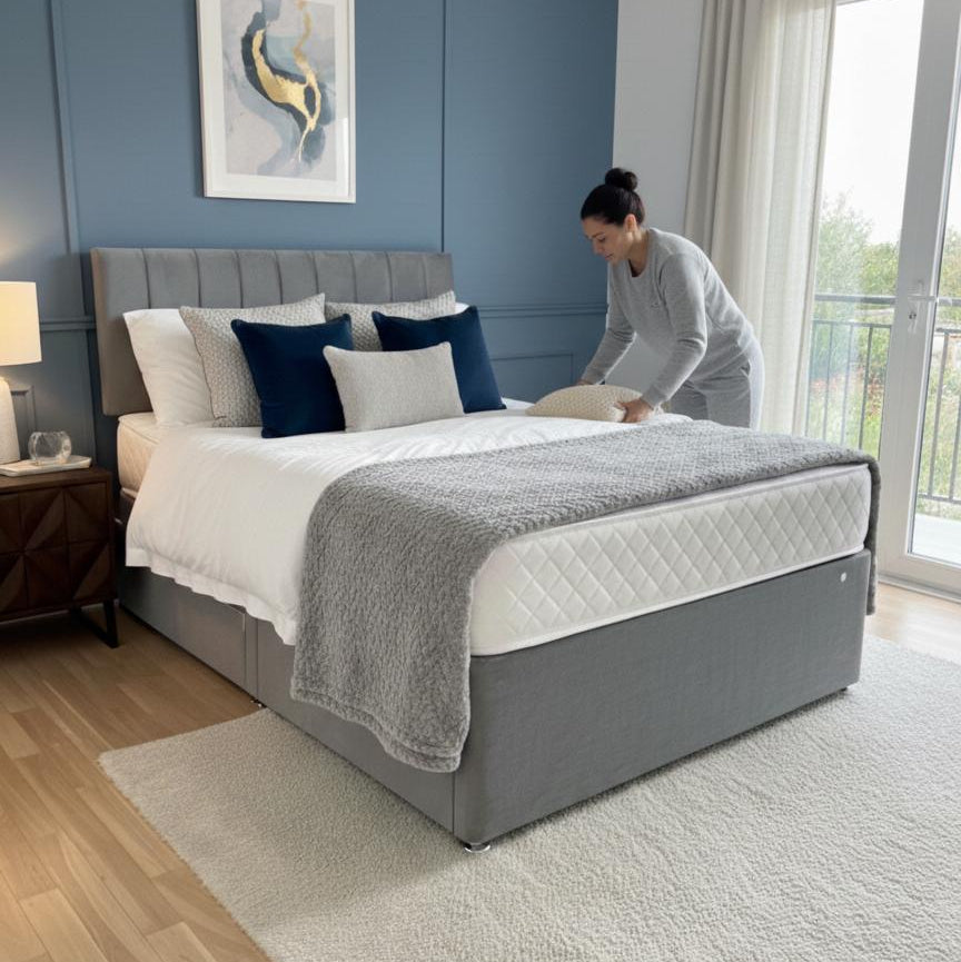 Vertical Panel Divan Bed with 20" Headboard