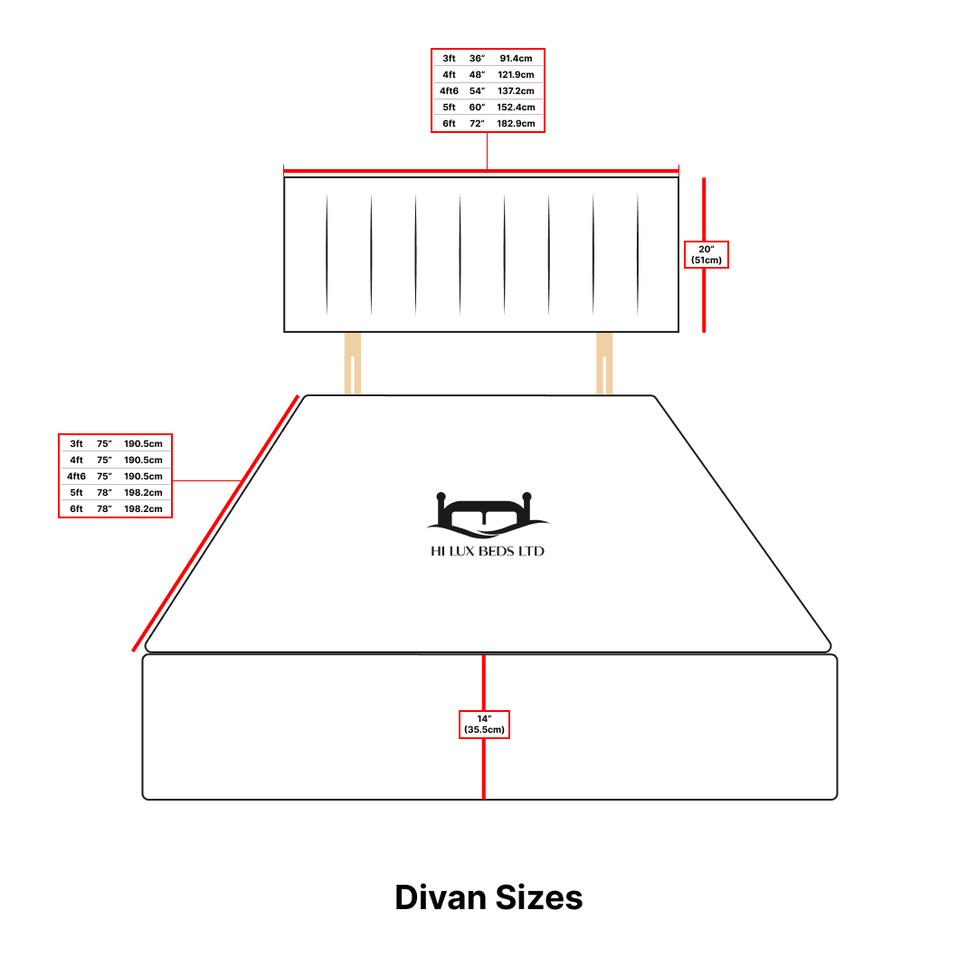 Ice Cube Divan Bed with 20" Headboard